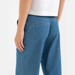 SPODNIE damskie, cienki JEANS, WYSOKI stan NIEBIESKIE MORAJ